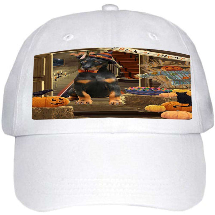Enter at Own Risk Trick or Treat Halloween Doberman Pinscher Dog Ball Hat Cap HAT63087