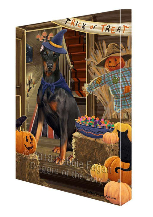 Enter at Own Risk Trick or Treat Halloween Doberman Pinscher Dog Canvas Print Wall Art Décor CVS95876