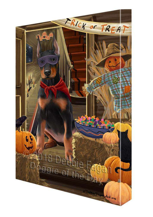 Enter at Own Risk Trick or Treat Halloween Doberman Pinscher Dog Canvas Print Wall Art Décor CVS95885