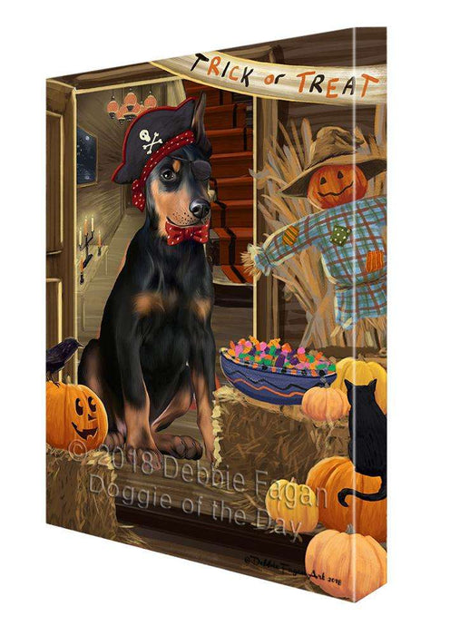 Enter at Own Risk Trick or Treat Halloween Doberman Pinscher Dog Canvas Print Wall Art Décor CVS95894