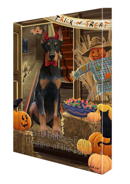 Enter at Own Risk Trick or Treat Halloween Doberman Pinscher Dog Canvas Print Wall Art Décor CVS95903