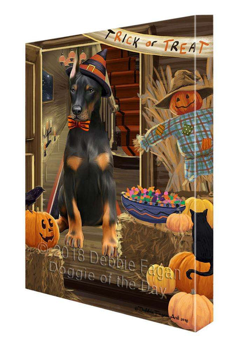 Enter at Own Risk Trick or Treat Halloween Doberman Pinscher Dog Canvas Print Wall Art Décor CVS95912