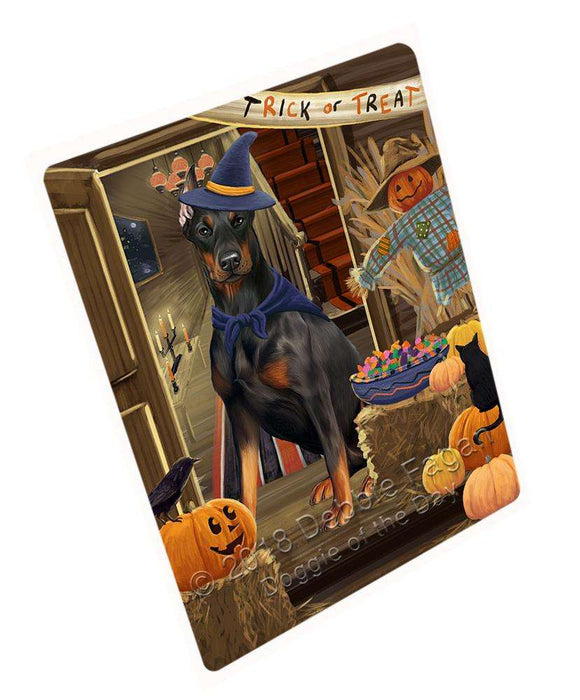 Enter at Own Risk Trick or Treat Halloween Doberman Pinscher Dog Cutting Board C63786