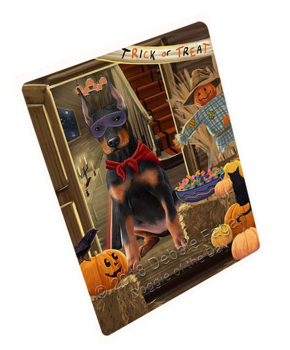 Enter at Own Risk Trick or Treat Halloween Doberman Pinscher Dog Cutting Board C63789