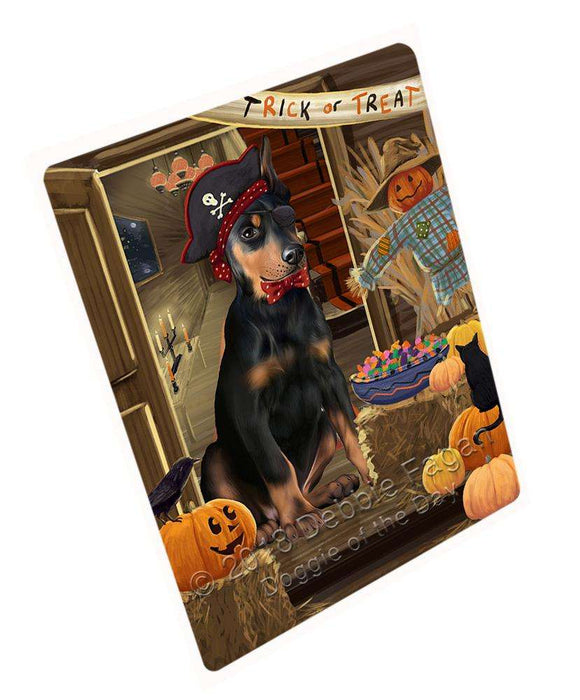 Enter at Own Risk Trick or Treat Halloween Doberman Pinscher Dog Cutting Board C63792