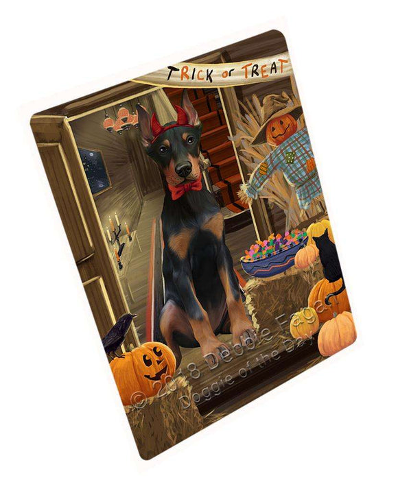 Enter at Own Risk Trick or Treat Halloween Doberman Pinscher Dog Cutting Board C63795