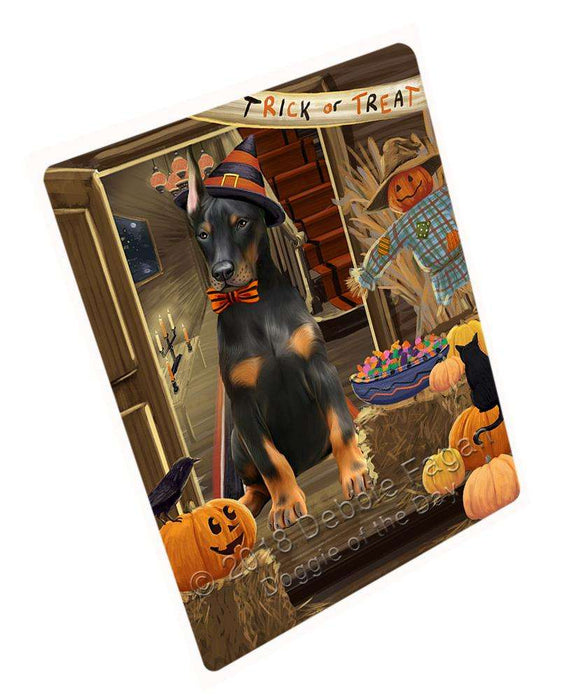 Enter at Own Risk Trick or Treat Halloween Doberman Pinscher Dog Cutting Board C63798
