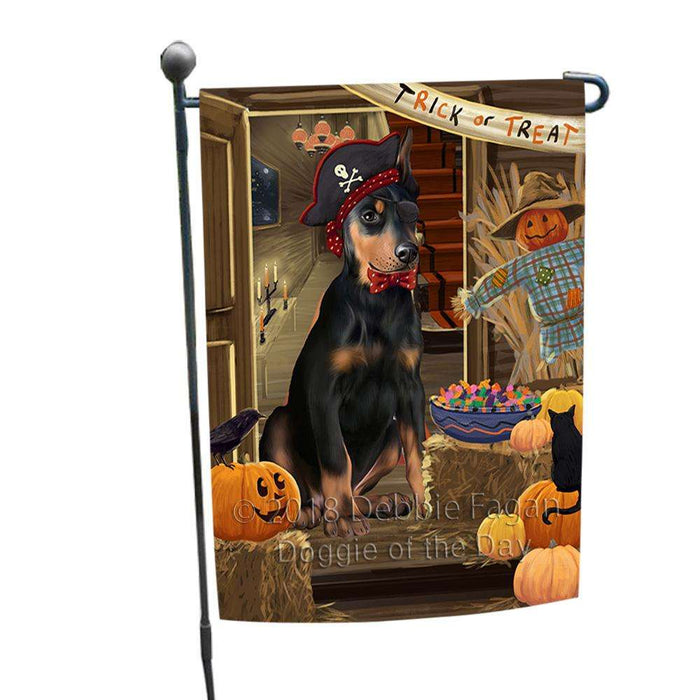 Enter at Own Risk Trick or Treat Halloween Doberman Pinscher Dog Garden Flag GFLG53178