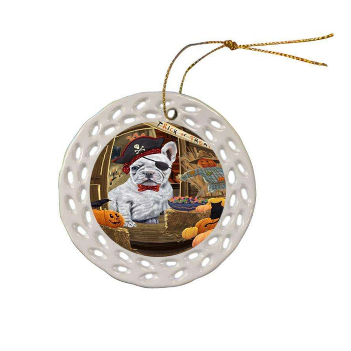 Enter at Own Risk Trick or Treat Halloween French Bulldog Ceramic Doily Ornament DPOR53121