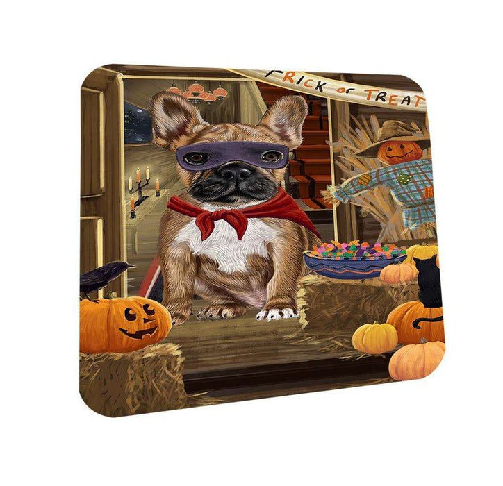 Enter at Own Risk Trick or Treat Halloween French Bulldog Coasters Set of 4 CST53079