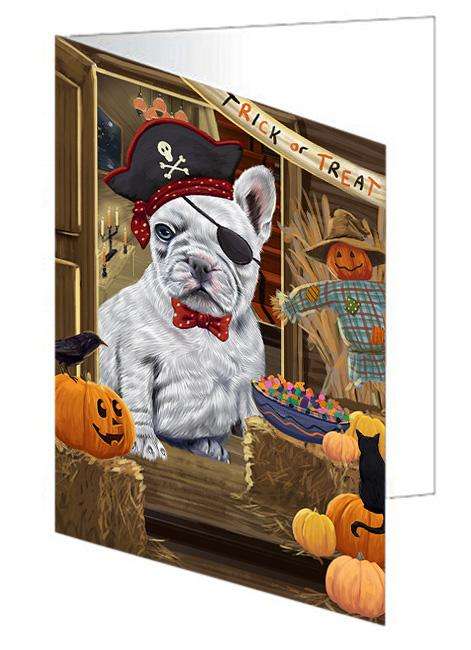 Enter at Own Risk Trick or Treat Halloween French Bulldog Handmade Artwork Assorted Pets Greeting Cards and Note Cards with Envelopes for All Occasions and Holiday Seasons GCD63392