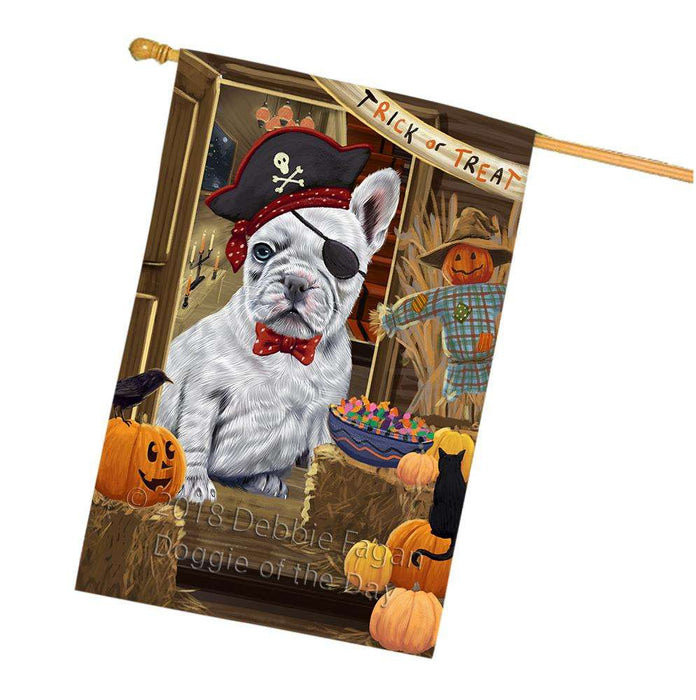 Enter at Own Risk Trick or Treat Halloween French Bulldog House Flag FLG53319