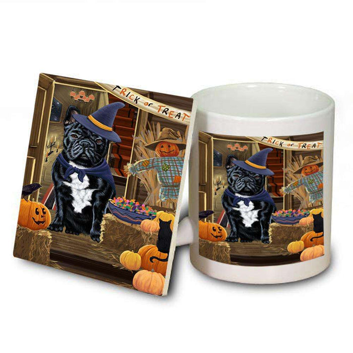 Enter at Own Risk Trick or Treat Halloween French Bulldog Mug and Coaster Set MUC53111