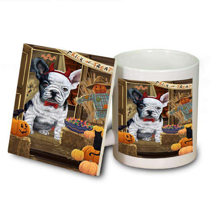 Enter at Own Risk Trick or Treat Halloween French Bulldog Mug and Coaster Set MUC53114