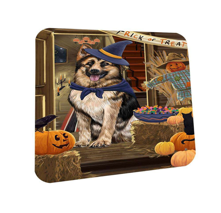 Enter at Own Risk Trick or Treat Halloween German Shepherd Dog Coasters Set of 4 CST53083