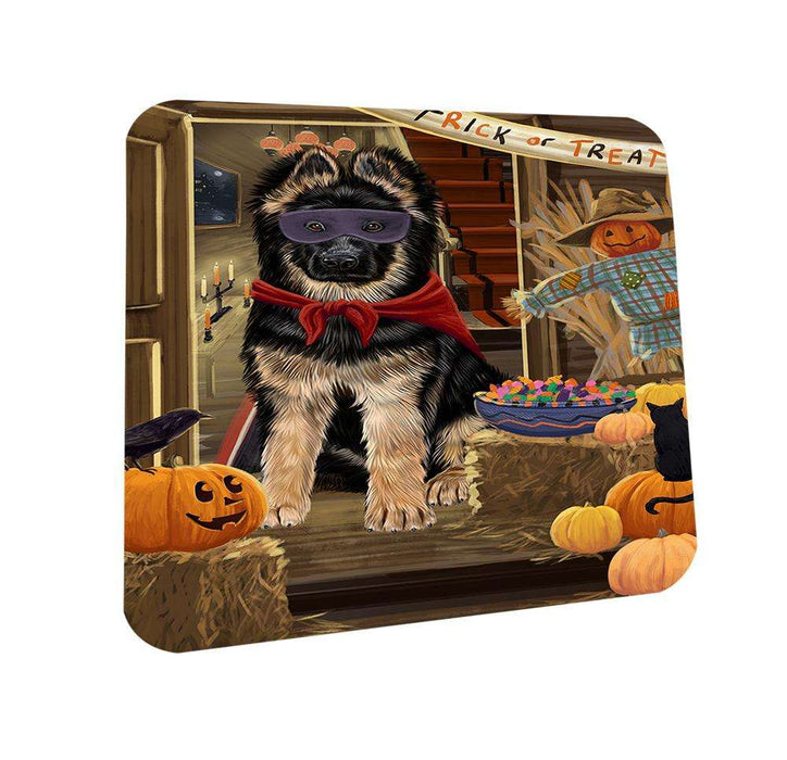 Enter at Own Risk Trick or Treat Halloween German Shepherd Dog Coasters Set of 4 CST53084