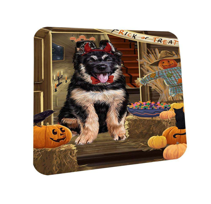 Enter at Own Risk Trick or Treat Halloween German Shepherd Dog Coasters Set of 4 CST53086