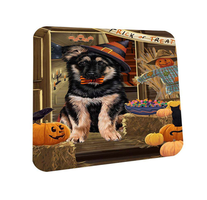 Enter at Own Risk Trick or Treat Halloween German Shepherd Dog Coasters Set of 4 CST53087