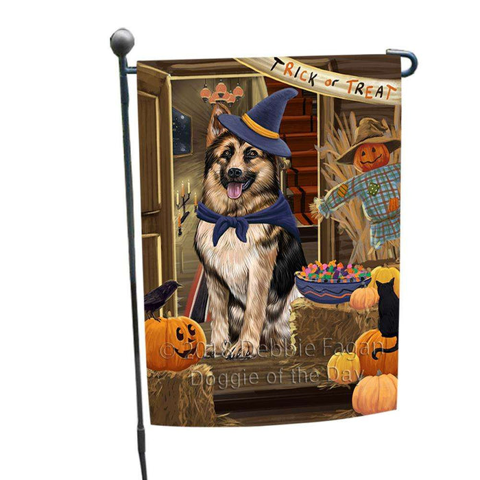 Enter at Own Risk Trick or Treat Halloween German Shepherd Dog Garden Flag GFLG53186