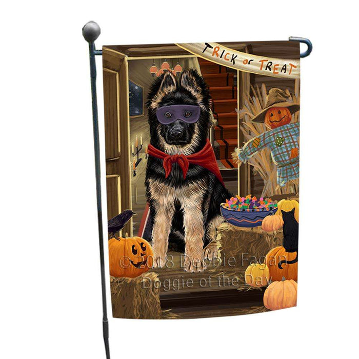 Enter at Own Risk Trick or Treat Halloween German Shepherd Dog Garden Flag GFLG53187