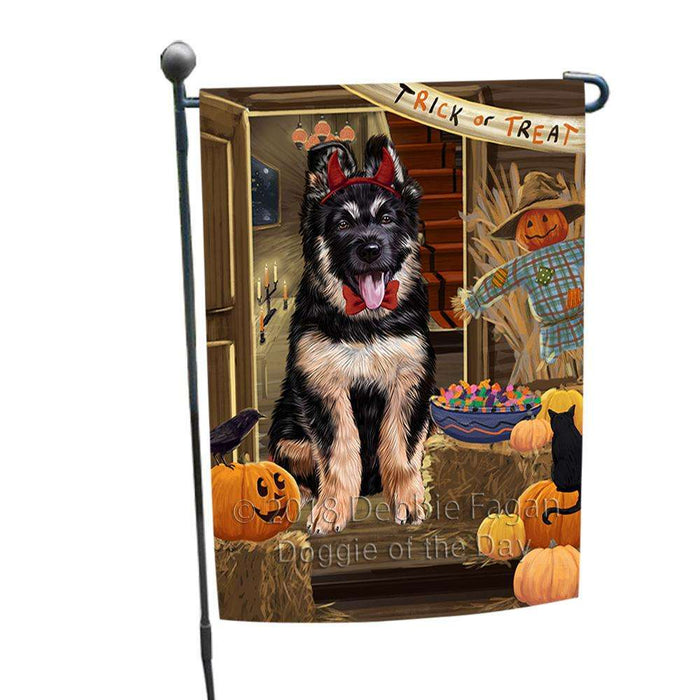 Enter at Own Risk Trick or Treat Halloween German Shepherd Dog Garden Flag GFLG53189