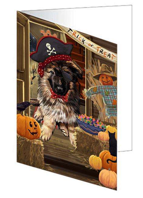 Enter at Own Risk Trick or Treat Halloween German Shepherd Dog Handmade Artwork Assorted Pets Greeting Cards and Note Cards with Envelopes for All Occasions and Holiday Seasons GCD63407