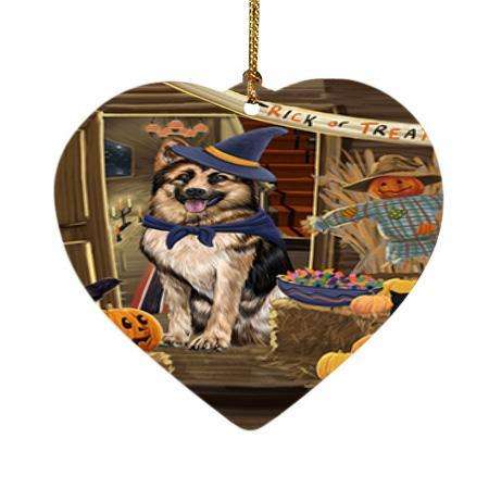 Enter at Own Risk Trick or Treat Halloween German Shepherd Dog Heart Christmas Ornament HPOR53124