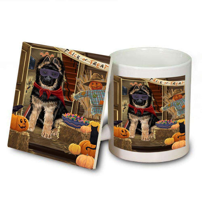 Enter at Own Risk Trick or Treat Halloween German Shepherd Dog Mug and Coaster Set MUC53117