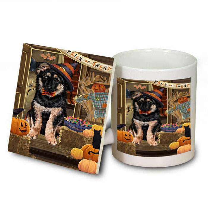 Enter at Own Risk Trick or Treat Halloween German Shepherd Dog Mug and Coaster Set MUC53120