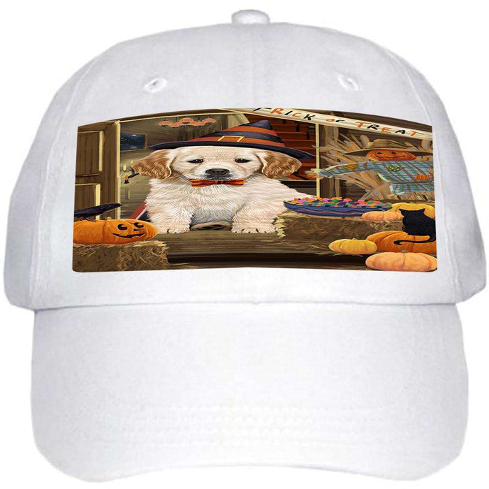 Enter at Own Risk Trick or Treat Halloween Golden Retriever Dog Ball Hat Cap HAT63132