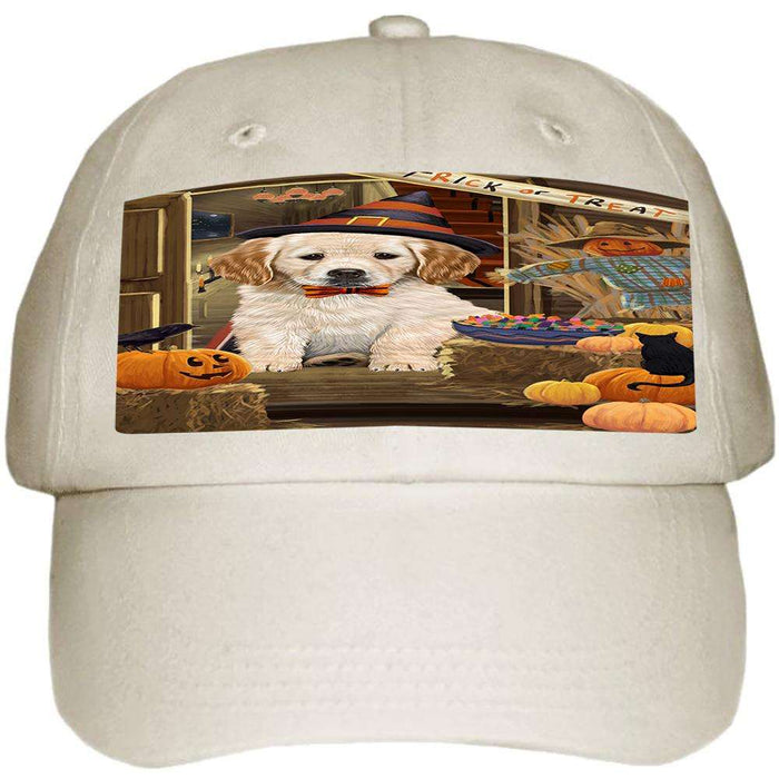 Enter at Own Risk Trick or Treat Halloween Golden Retriever Dog Ball Hat Cap HAT63132