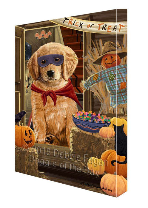 Enter at Own Risk Trick or Treat Halloween Golden Retriever Dog Canvas Print Wall Art Décor CVS96020