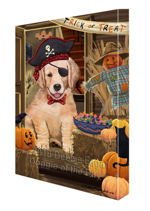 Enter at Own Risk Trick or Treat Halloween Golden Retriever Dog Canvas Print Wall Art Décor CVS96029