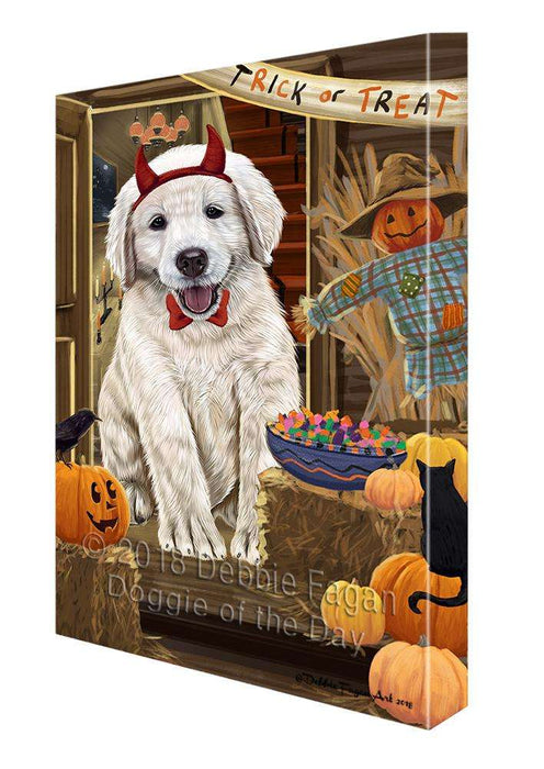 Enter at Own Risk Trick or Treat Halloween Golden Retriever Dog Canvas Print Wall Art Décor CVS96038