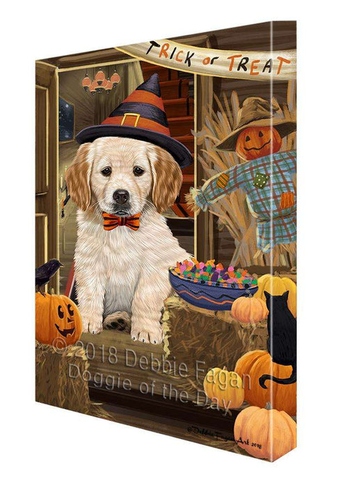 Enter at Own Risk Trick or Treat Halloween Golden Retriever Dog Canvas Print Wall Art Décor CVS96047