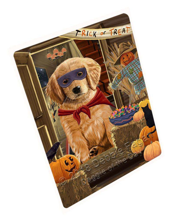 Enter At Own Risk Trick Or Treat Halloween Golden Retriever Dog Magnet Mini (3.5" x 2") MAG63834