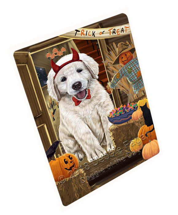 Enter At Own Risk Trick Or Treat Halloween Golden Retriever Dog Magnet Mini (3.5" x 2") MAG63840