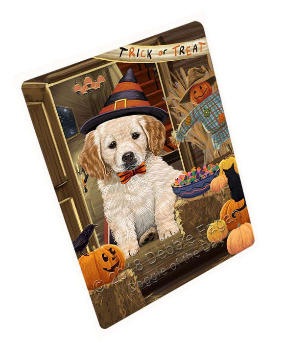 Enter At Own Risk Trick Or Treat Halloween Golden Retriever Dog Magnet Mini (3.5" x 2") MAG63843