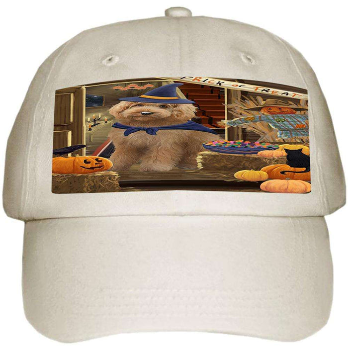 Enter at Own Risk Trick or Treat Halloween Goldendoodle Dog Ball Hat Cap HAT63135