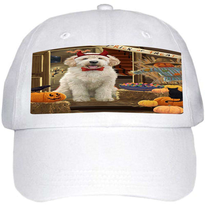 Enter at Own Risk Trick or Treat Halloween Goldendoodle Dog Ball Hat Cap HAT63144