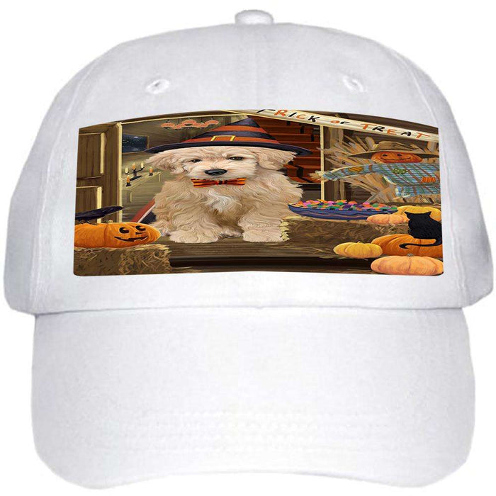 Enter at Own Risk Trick or Treat Halloween Goldendoodle Dog Ball Hat Cap HAT63147