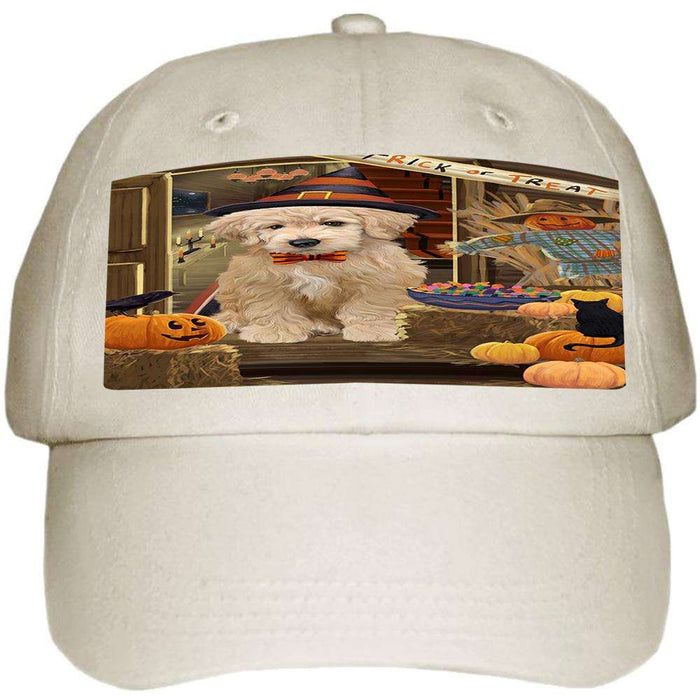 Enter at Own Risk Trick or Treat Halloween Goldendoodle Dog Ball Hat Cap HAT63147