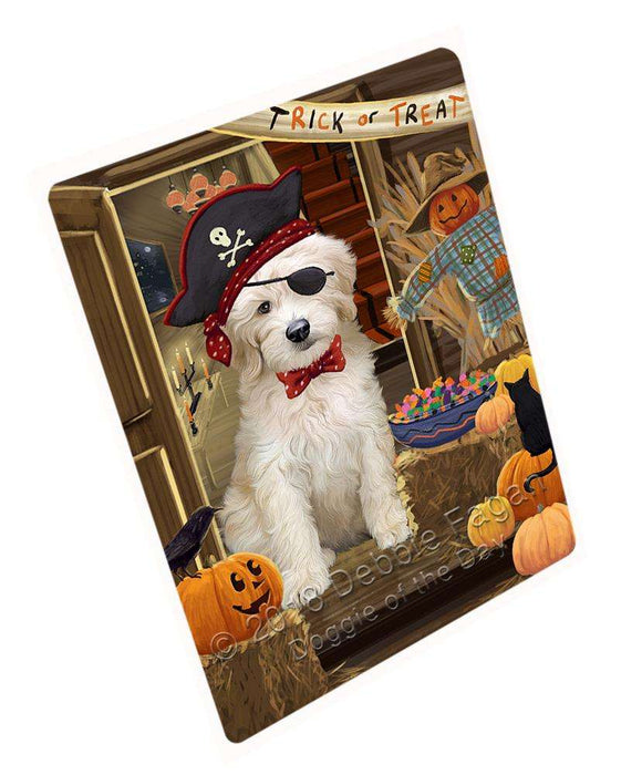 Enter at Own Risk Trick or Treat Halloween Goldendoodle Dog Cutting Board C63852