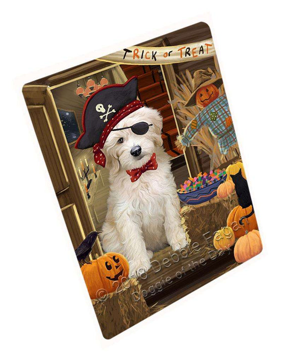 Enter At Own Risk Trick Or Treat Halloween Goldendoodle Dog Magnet Mini (3.5" x 2") MAG63852