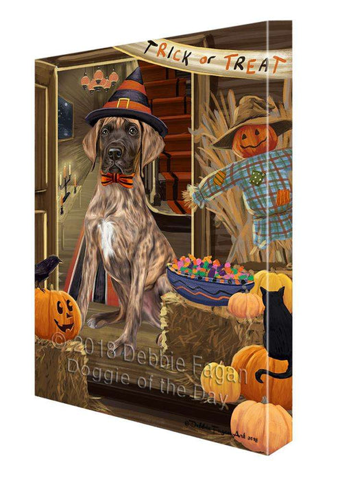 Enter at Own Risk Trick or Treat Halloween Great Dane Dog Canvas Print Wall Art Décor CVS96137