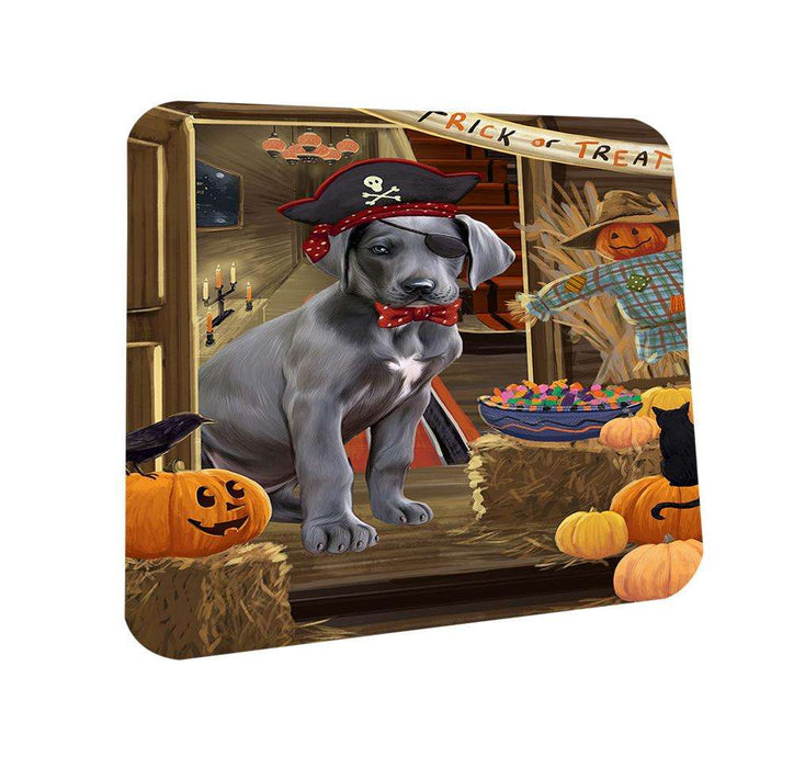 Enter at Own Risk Trick or Treat Halloween Great Dane Dog Coasters Set of 4 CST53100