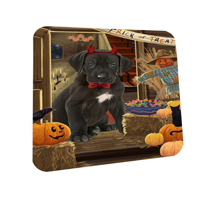 Enter at Own Risk Trick or Treat Halloween Great Dane Dog Coasters Set of 4 CST53101