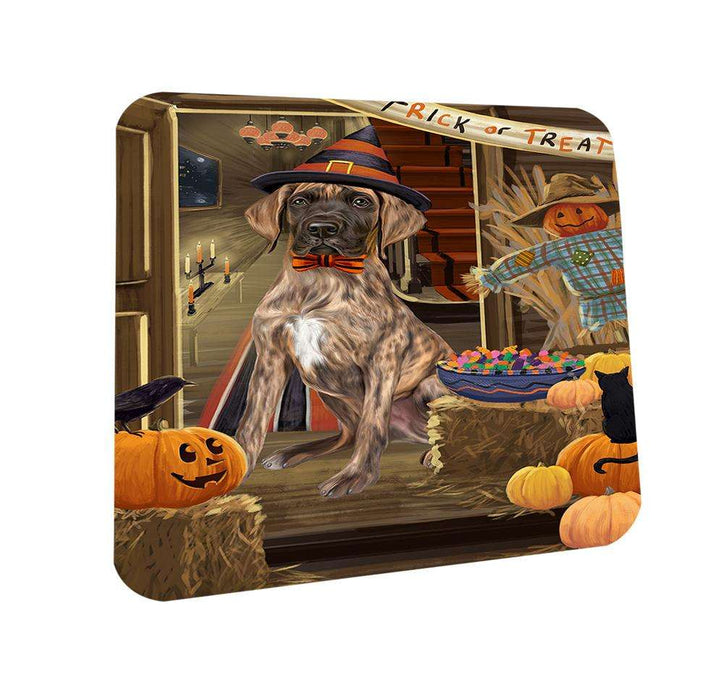 Enter at Own Risk Trick or Treat Halloween Great Dane Dog Coasters Set of 4 CST53102