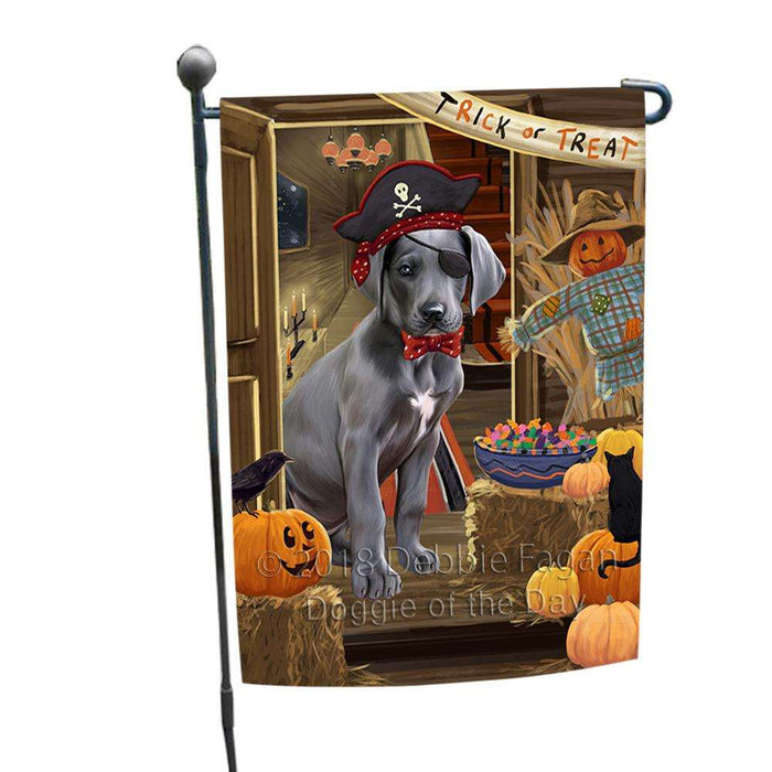 Enter at Own Risk Trick or Treat Halloween Great Dane Dog Garden Flag GFLG53203