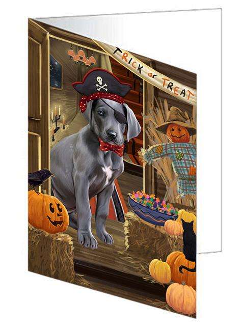 Enter at Own Risk Trick or Treat Halloween Great Dane Dog Handmade Artwork Assorted Pets Greeting Cards and Note Cards with Envelopes for All Occasions and Holiday Seasons GCD63452